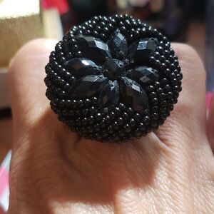 Black beaded Jeweled Ring